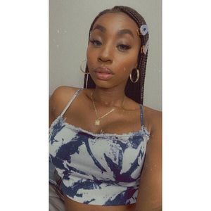 Lace Up Back Raw Hem Denim Cami Top